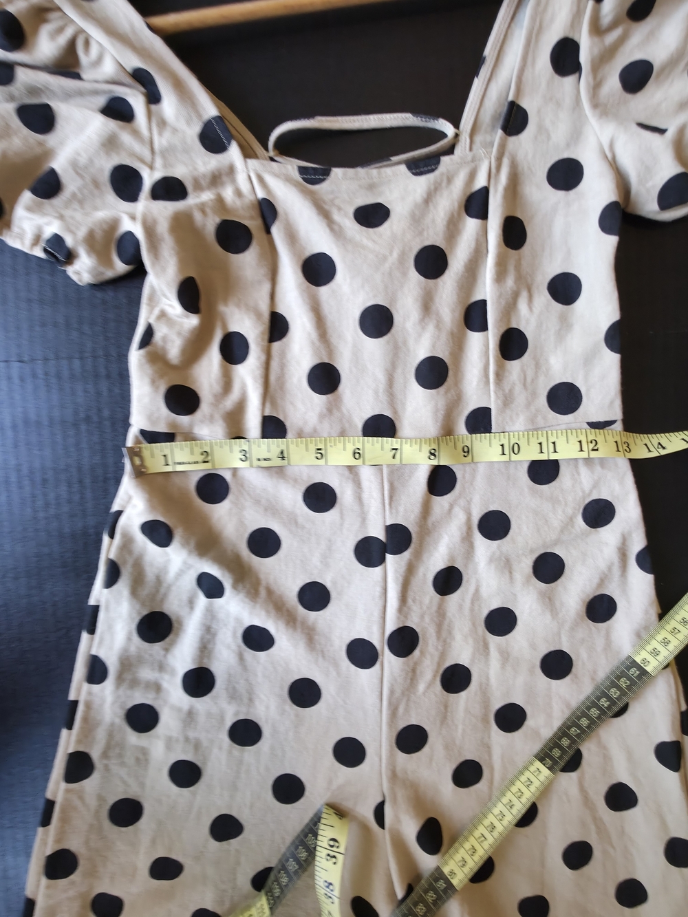 MANGO Beige Polka Dot Jumpsuit Wide Leg Puff Sleeve Old Money Resortwear Summer - Picture 5 of 8